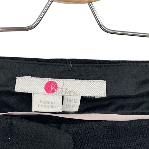 Boden Windsor Pants Trousers Ankle Embroidered Cotton Wool Blend Black Size US 8 - Picture 10 of 11